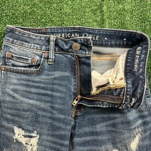 American Eagle Jeans Men's Slim Straight Blue 26x27 Denim Stretch Distressed